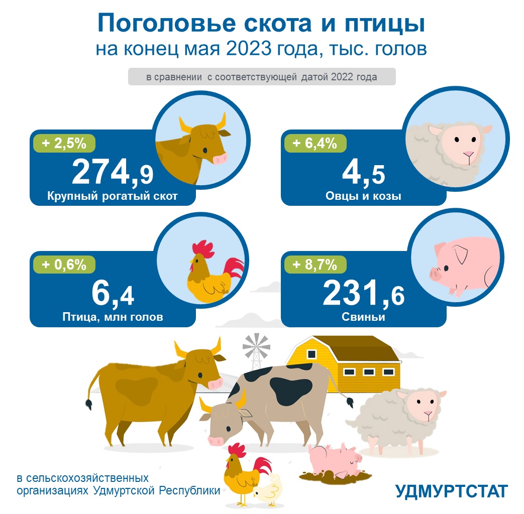 Поголовье скота и птицы на конец мая 2023 года.