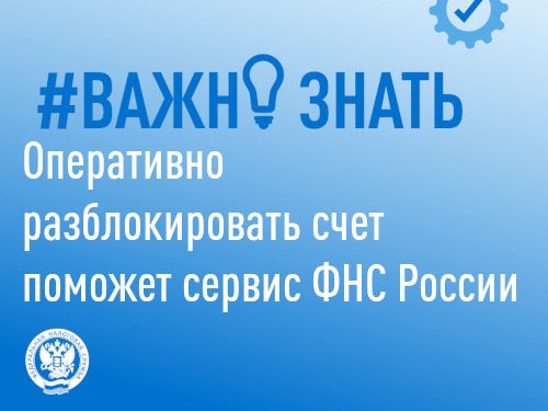 Оперативно разблокировать счет поможет сервис ФНС России.