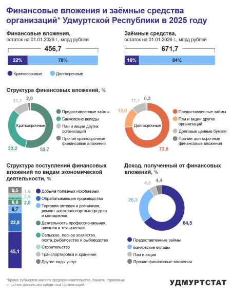 Финансовые вложения и заёмные средства организаций в 2025 году.